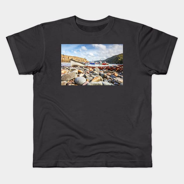 Clovelly Boats, North Devon, England Kids T-Shirt by tommysphotos